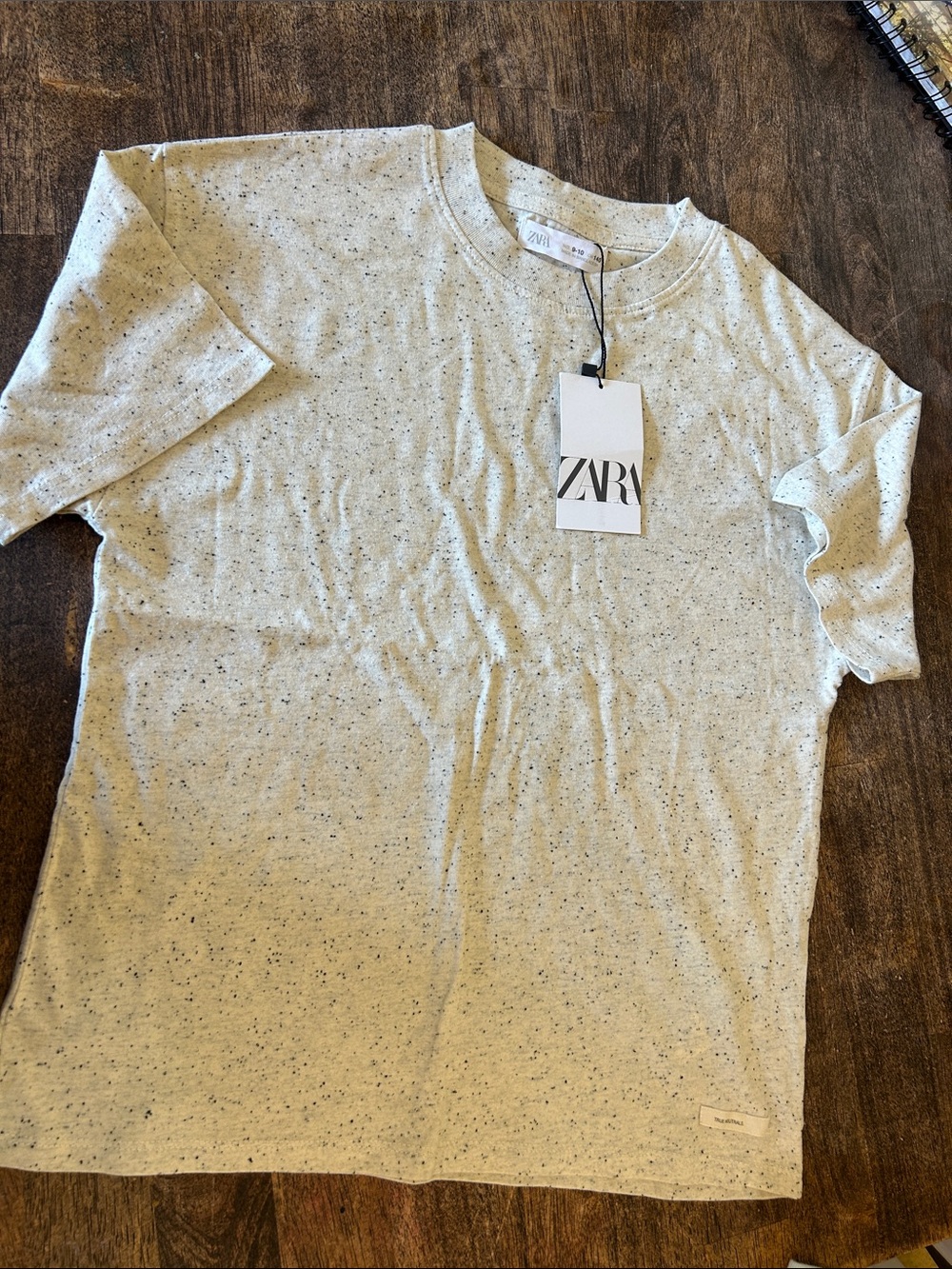 ZARA Men’s Speckled Light Beige Short Sleeve Crew Tee